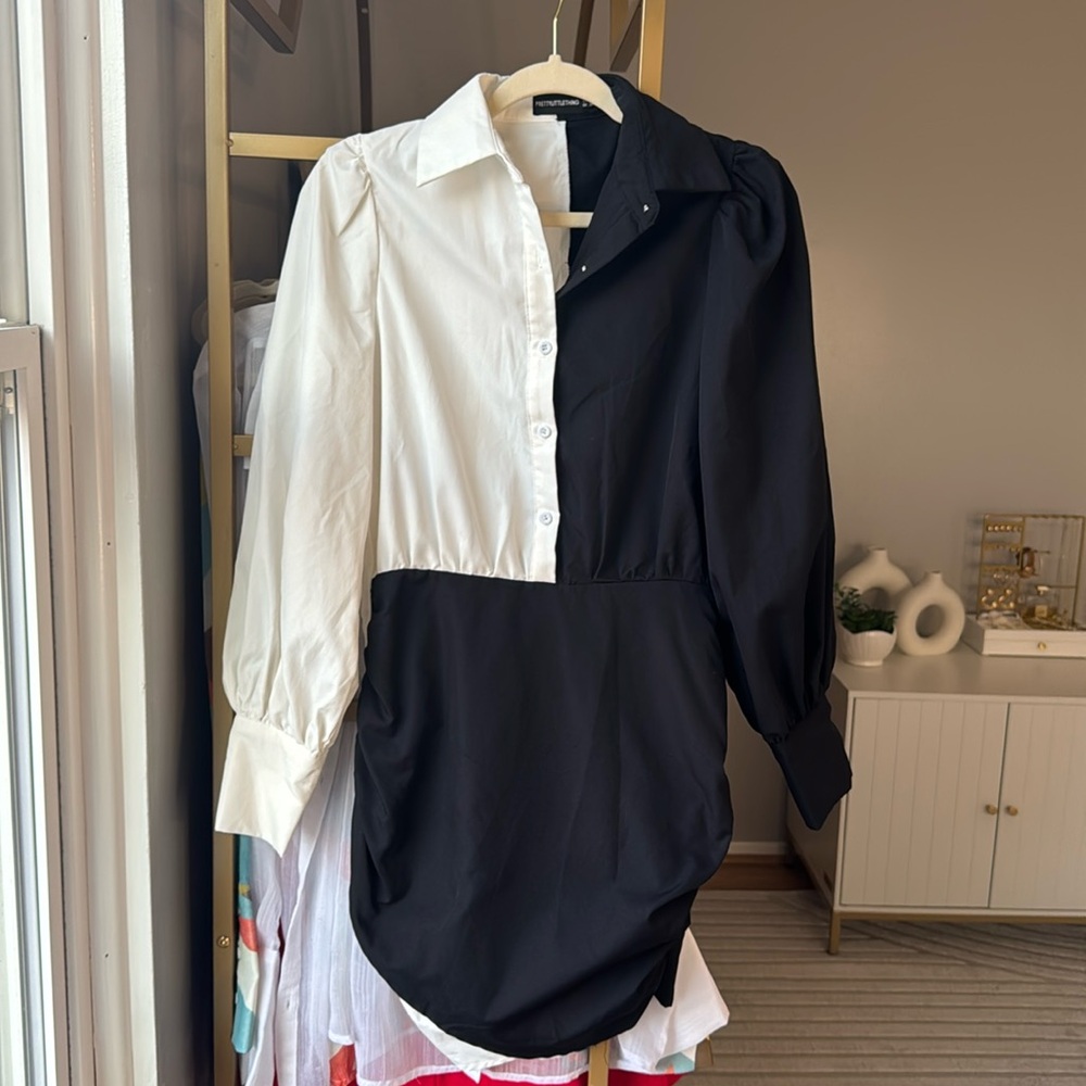 Black and White Button Up Dress